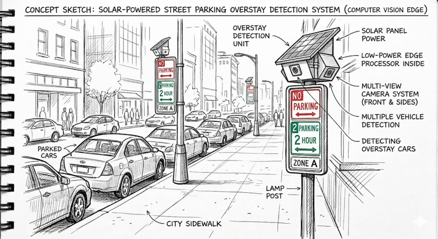 Product Illustration: Solar Sensor on Pole